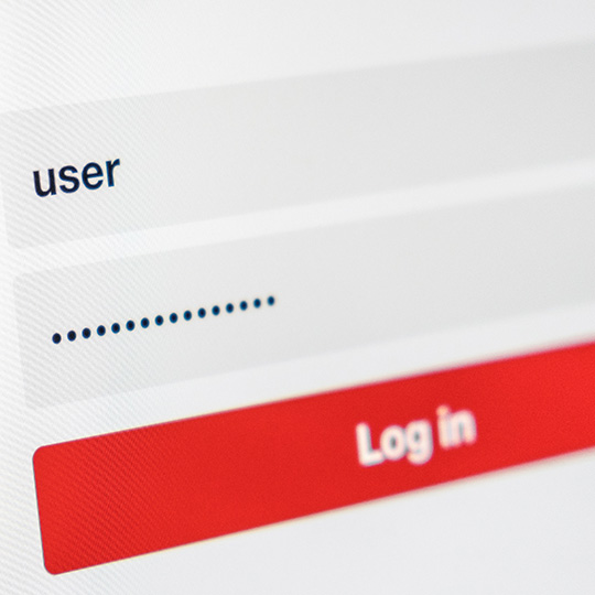 closeup of log in screen
